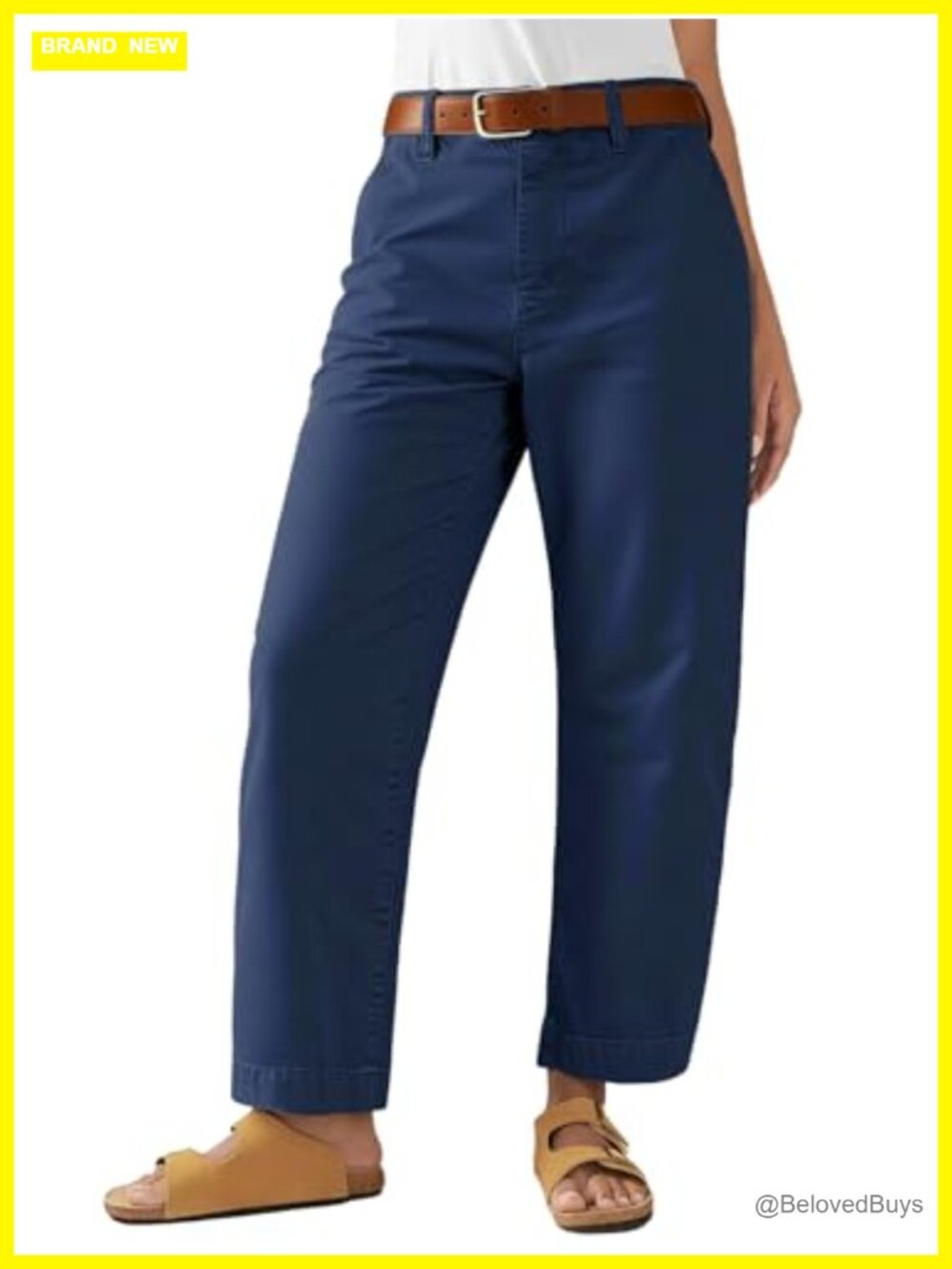 Low Rise Barrel Leg Cropped Pants Cotton Stretch Casual